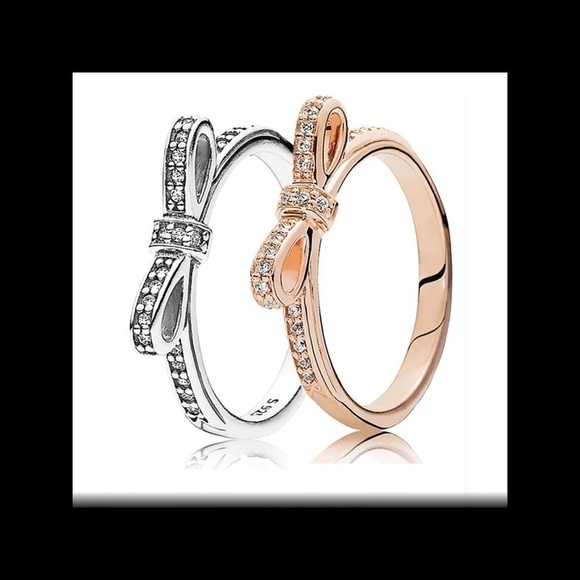 SILVER CUBIC ZIRCONIA MIDI BOW RING l Dainty Ring - Picture 2 of 6